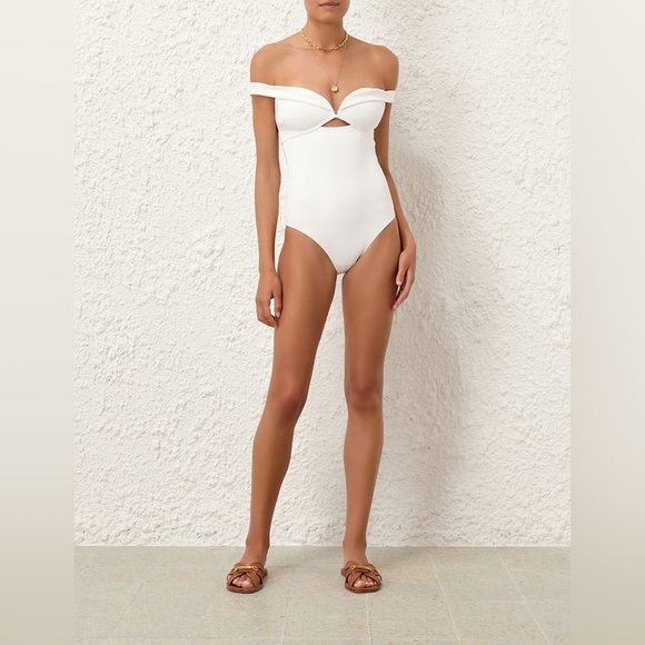 Zimmermann Lexi Ivory Off Shoulder One Piece Size 2 AU / 6 US - Picture 6 of 12